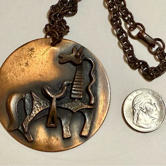 Vintage Bronze Horse Pendant Necklace - Picture 2 of 7